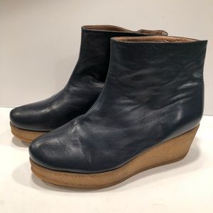 Avril Gau Blue Leather Platform Booties‎ Sz. 37